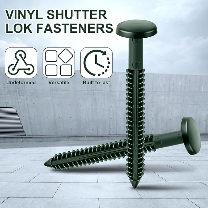 Blulu 36 Pcs 3 Inch Vinyl Shutter Fastener Window Panel Peg Lok Pin Pegs Screws Shutter Spikes Anchor (Midnight Green)