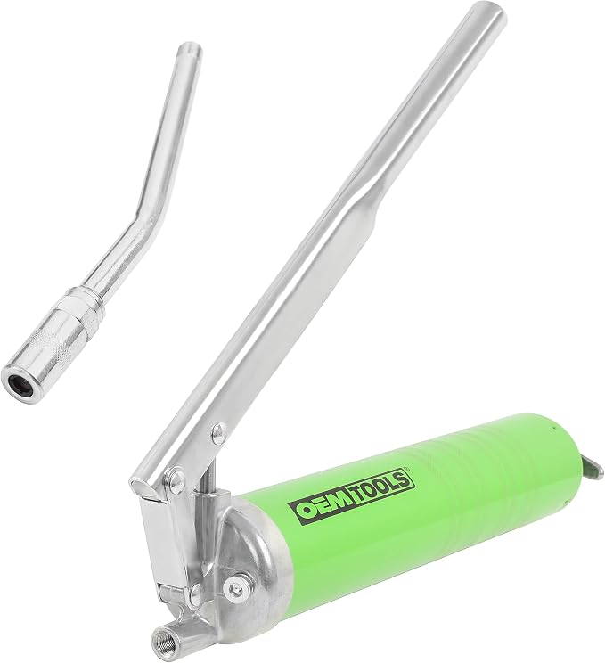 OEMTOOLS 87201 Lever Action Grease Gun, Manual Grease Gun, Auto Grease Gun, High Pressure Grease Gun, Grease Gun Coupler, 6 Inch Grease Gun Syringe