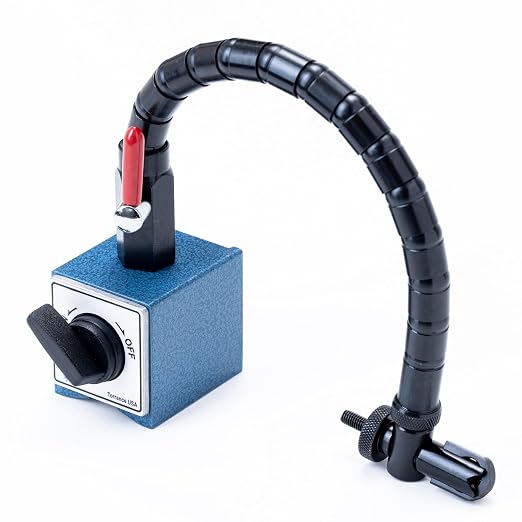 PEC Tools Flexible Arm Magnetic Base, 176lb/80kg Holding Force, Fits 3/8" Stems & Dovetail, Adjustable Stand for Dial Indicators, Test Indicators, Bore Gauges, and Machinist Tools