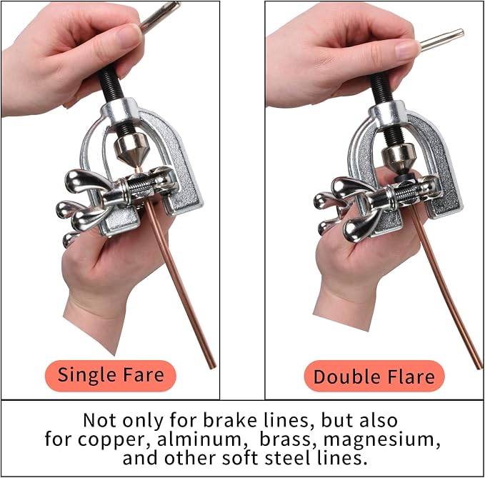 MuHize Brake Line Flaring Tool Kit – 3/16 Inch 25 ft Copper Brake | Double Flaring Tool with 16 Fittings and 4 Unions for Brake Lines, Corrosion Resistant