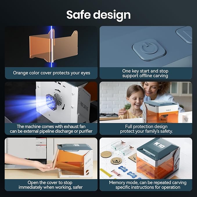 WAINLUXPRO 5W Laser Engraver, Portable Engraving Machine for Wood Leather Glass, 80×80mm, WiFi/USB/Offline, No Assembly Required, Class 1 Safety