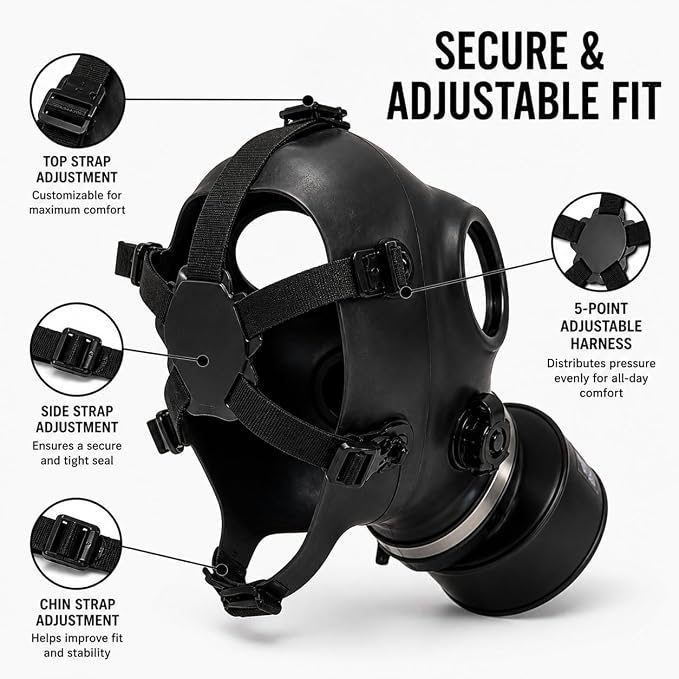 Full Face Mask with Included 40mm Premium Filter | Anti-Fog Wide View Lens | Adjustable Head Harness | Paintball, Airsoft, Cosplay, Training & Simulation