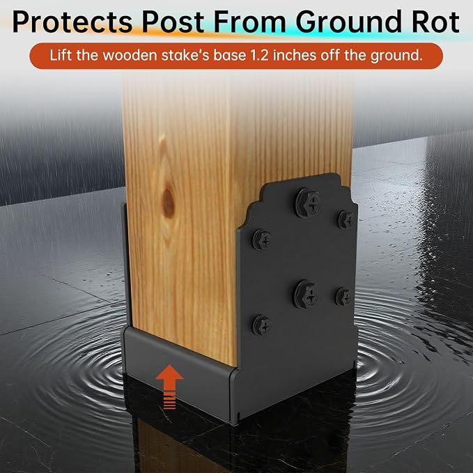 4X4 Post Base for Concrete, Heavy-Duty Post Deck Base Anchor for 3.5x3.5 Wood, Capacity: 10,000 Lbs , Post Base Holder for Deck Gazebo Pergola Porch, Includes Fastener & Screw (2 Pack)