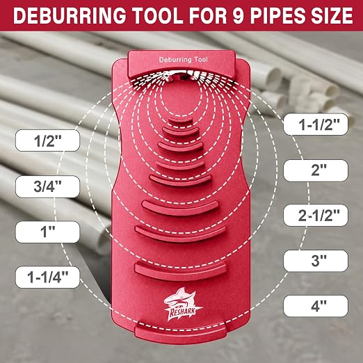 9-in-1 Inner-Outer PVC Pipe Deburring Tool Kit, Adjustable Chamfers PVC Chamfer Tool for 9 Sizes: 0.5 Inch to 4 Inch Plastic Pipes, Professional Effective PVC Pipe Reamer for SCH40 PVC, CPVC Pipes