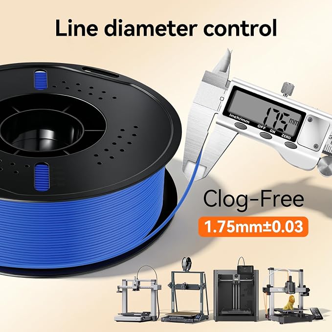 Kingroon PLA Plus（PLA+） 3D Printer Filament, Dimensional Accuracy +/- 0.03 mm, 1 kg Spool(2.2lbs), 1.75 mm，Blue