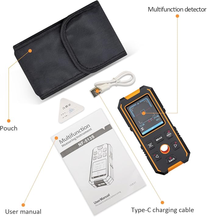 Stud Finder Wall Scanner with Built-in Distance Measurement, Metal, Wood and AC Wire Modes, Rechargeable Stud Detector Upgraded Smart Sensor Accurate Detection Audio Alarm