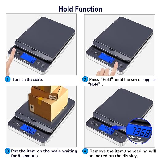 THINKSCALE Shipping Scale, 86lb/0.1oz Postal Scale with Hold and Tare, Scale for Packages, LCD Display, Postage Scale, Mail Scale, Shipping Scale for Small Business, Batteries & AC Adapter