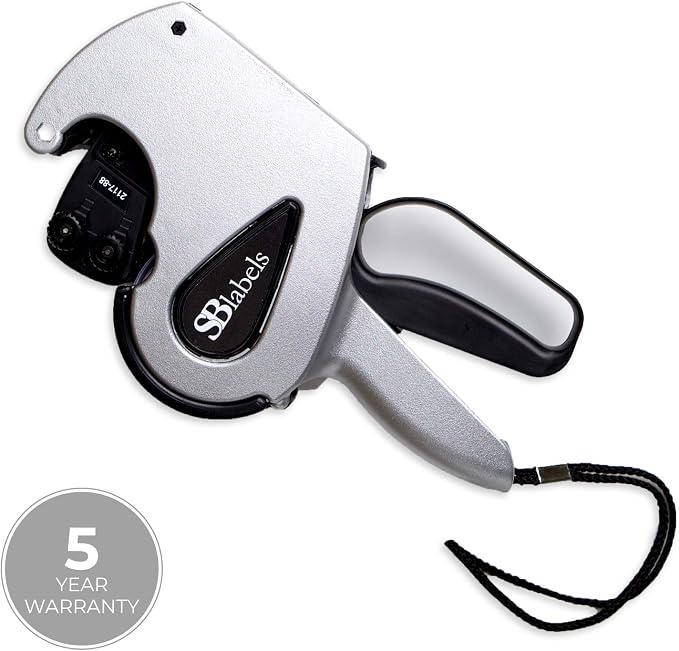 SBLABELS PG421065 Two Line Price Gun / 2 Line Pricing Gun, Black Ink, Monochrome Labels, Indoor Use