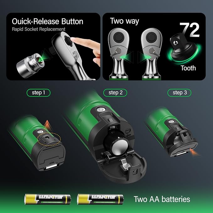 2026 Upgraded Digital Torque Wrench 3/8" Drive, ±1％ Torque Wrench with Buzzer & LED Indicator for Automotive Motorcycle & Bicycle (3/8-Inch, 5-99.5 Ft-lbs)