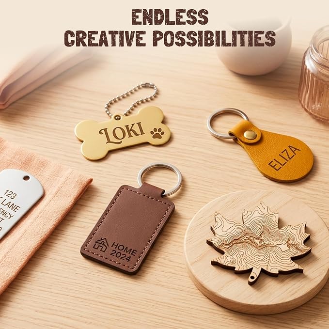 Laser Engraving Materials Kit, 185Pcs Laser Engraving Blank Supplies for Art and Craft, Laser Engraver Accessories Suitable for Both Engraving Pens & Laser Engravers