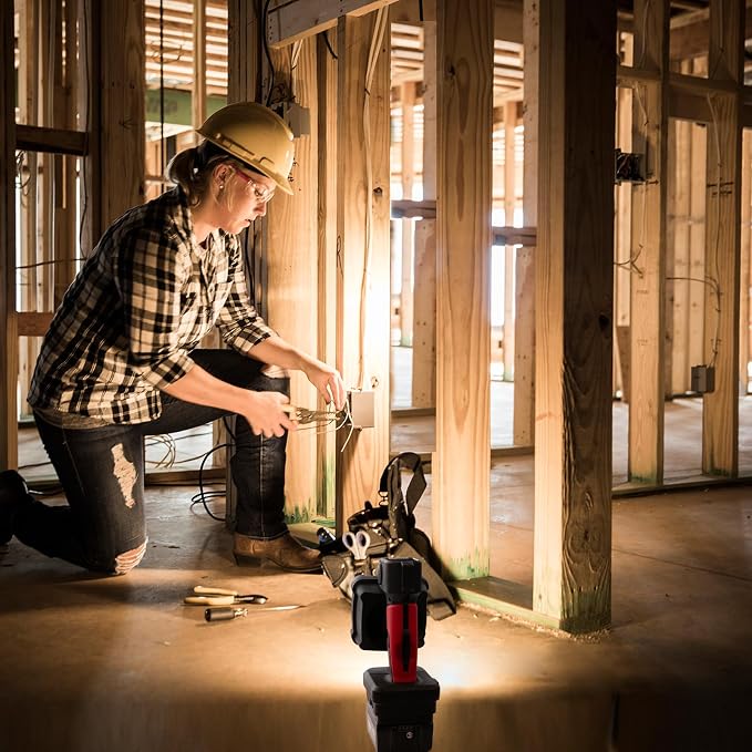 Cordless LED Work Light, Zoom Handheld Spotlight Compatible with Dewalt, Milwaukee and Makita 18-21V Battery, 3000 LM, Pivoting Head, (Battery Not Included)