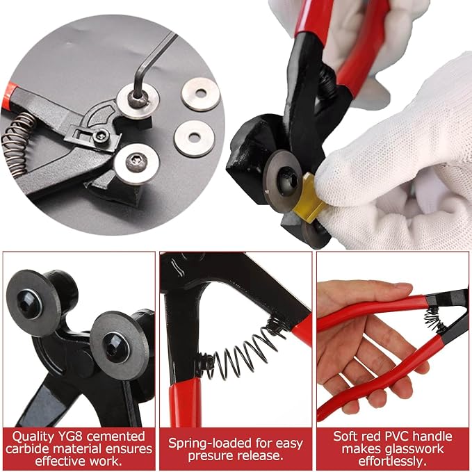 Glass Tile Nippers, Wheeled Glass Mosaic Tile Cutters Pliers Hand Tools, Shapping Plier, Kits for Crafts, Mosaic, Nipper Cutting Ceramic 8-Inch