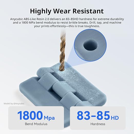 ANYCUBIC 2nd Gen Resin Technology ABS-Like Resin 2.0, 3D Printer Resin with High Toughness, More Precise Details, Low Odor, Wide Compatibility for All LCD Resin 3D Printers (Clear Blue, 1kg)