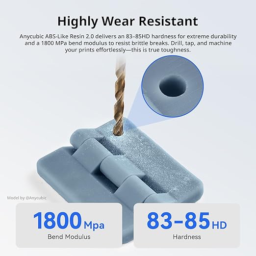 ANYCUBIC 2nd Gen Resin Technology ABS-Like Resin 2.0, 3D Printer Resin with High Toughness, More Precise Details, Low Odor, Wide Compatibility for All LCD Resin 3D Printers (Clear Green, 1kg)