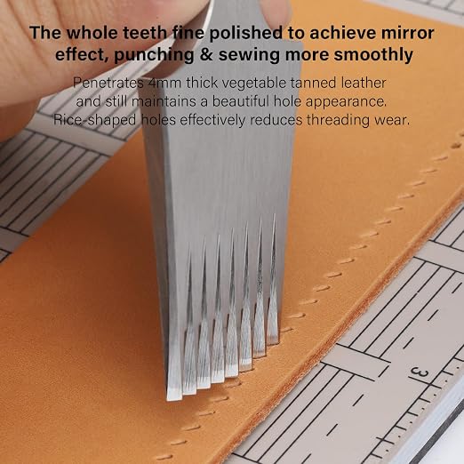 WUTA Leather Chisel All-Polished Die-Steel Puncher French Style Pricking Iron Sharp Leather Punching Tool Kits