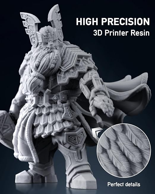 SUNLU 3D Printer Resin 1kg, Fast Curing Standard 3D Resin for LCD DLP SLA 3D Printers, 395 to 405nm UV Curing 3D Printing Liquid Photopolymer Resin, Low Shrinkage, High Precision, 1000g, Clear