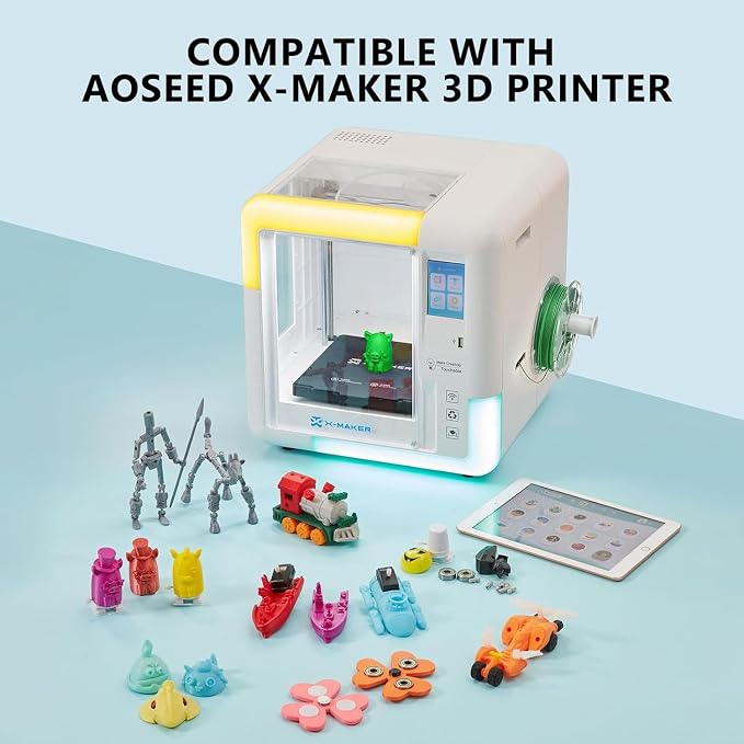 AOSEED PLA Filament Set 1.75mm (±0.02mm), 8-Pack, 200 g (0.44 lb) per Spool | Multi-Color Bundle for Most FDM 3D Printers, Low-Odor, Safety-Tested, Tangle-Free & Moisture-Protected for Home & Classroom