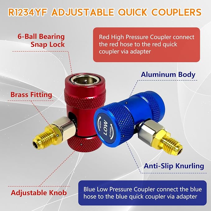 Upgrade 42036 Test & Charging Manifold with 3-1/8"(80 mm) Gauges, A2L Compatible, 2-Valve, 60" Refrigerant Hose, Color-Coded Scales, HVAC Manifold for R32/454B/410A/1234yf,Y/R/B Hoses