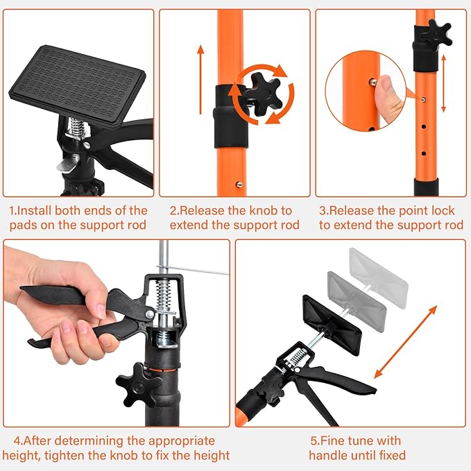 Adjustable Support Pole - Cabinet Jack, Drywall Lift, 16.2-31.9Inch Adjustable Height, Supports Up to 154lbs, 3rd Hand System for Ceiling, Cargo Bars, Cabinet Installation (16.2"-31.9" 4PC)