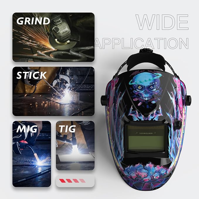 YESWELDER 125Amp Mini Stick Welder Large LED Display IGBT ARC Welding Machine & True Color Solar Powered Auto Darkening Welding Helmet