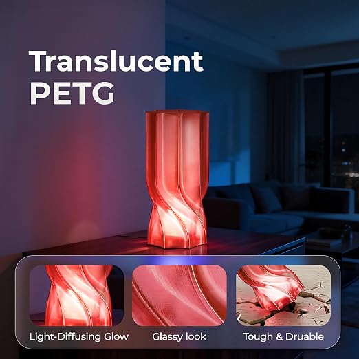 Official Creality PETG 3D Printer Filament 1.75mm 1KG (2.2lbs), High Precision Strong Toughness, Odorless Better Flow Moistureproof 3D Printing Ender Filament, Translucent Burgundy