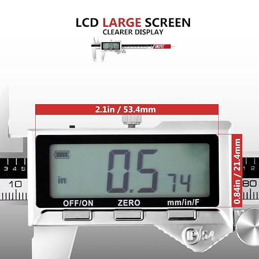 Rechargeable Caliper 8 inch, Stainless Steel Vernier Micrometer Measuring Tool with Large LCD Display