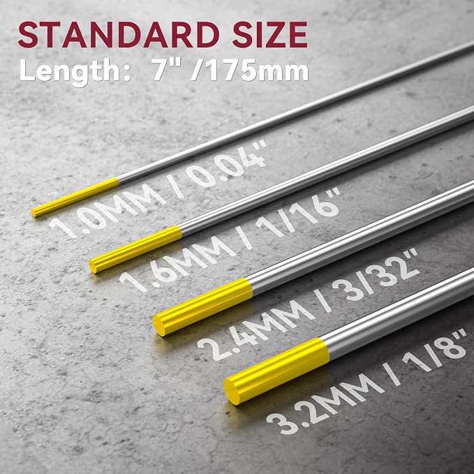 ARCCAPTAIN TIG Welding Tungsten Electrode 10-Pack 1/16"x 7"(Gold - 1.5% Lanthanated, WL15/EWLa-1.5)