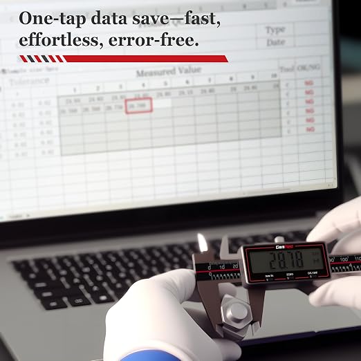 GemRed Wireless Digital Caliper, 8 Inch Stainless Steel Precision Measuring Tool with Data Output, Inch/MM Conversion, Zero Reset, Auto Off, for DlY, Woodworking, Jewelry Making