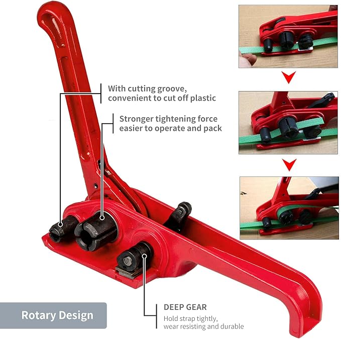 Pallet PP Plastic Strapping Kit, Packaging Banding Tensioning Tool, Heavy Duty Poly Tensioner & Cutter Manual Tools, Free 100pcs Corner Protector, 100 Seals