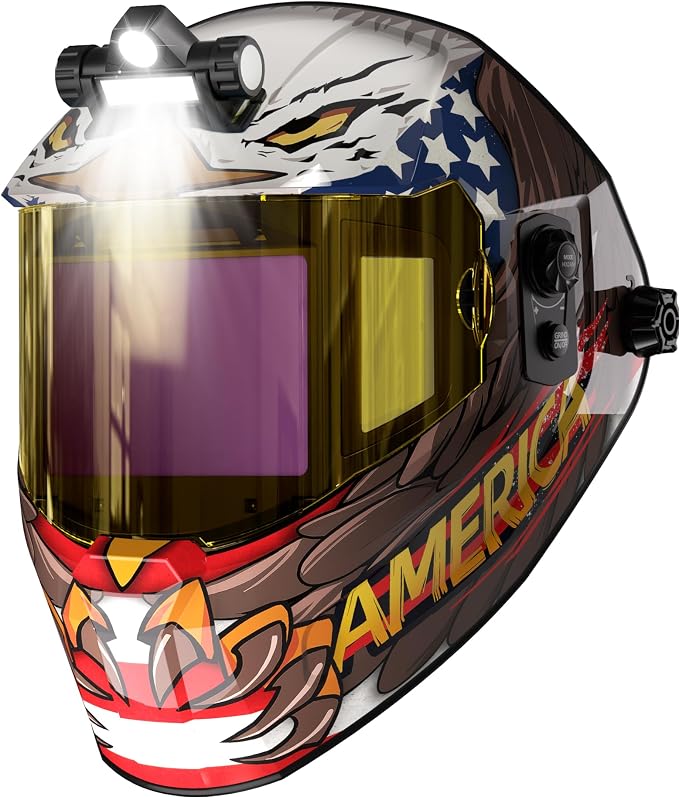 ANDELI Auto Darkening Welding Helmet with Light-Full Digital Filter, 7.2"x3.2" Extra Wide Panoramic View, Type-C Fast Charging True Color Wide Shade 4/5-9/9-13 for Weld Cut Grind