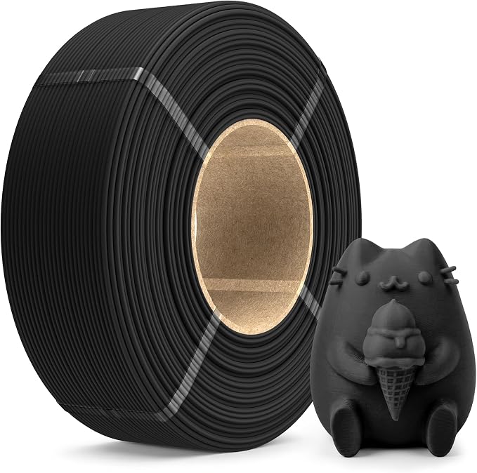 SUNLU Matte PLA Filament Refill 1.75mm 1KG, 3D Printer Filament PLA Refill, No-Spool Black PLA Matte Filament for Reusable Spools Compatible with Bambu Labs Filament, 1KG/Roll Black