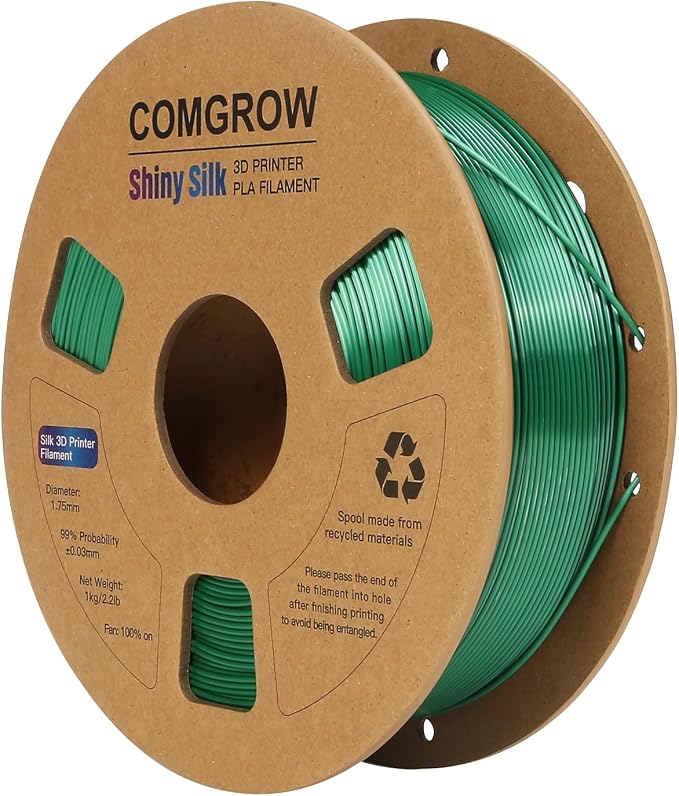 Comgrow Silk PLA 3D Printer Filament, Dual Color 2 in 1 Black and Green, 3D Printing PLA Filament 1.75mm, Dimensional Accuracy +/- 0.02 mm, 1KG Spool, Coextrusion Shiny Silk 3D Filament