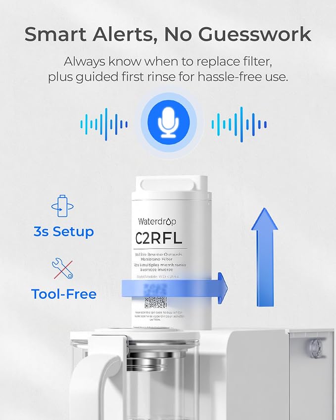 Waterdrop C2RFL Filter, Replacement for Waterdrop C2SL Reverse Osmosis Water Filter Countertop, 12-month Lifetime