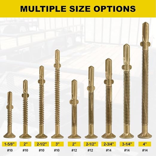 FMhotu #10 x 3 Trailer Deck Screws, Self-Tapping Sheet Wood Metal Screw, 258Pcs T25 Star Bits Reamer Tek Screws for Trailers, for Attaching Wood to Steel