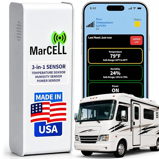 MarCELL Cellular Temperature, Humidity & Power Monitor (Verizon) - Made in The USA - RVs, Pet Safety Monitoring, Second Home Monitoring, Greenhouse Monitoring,- 24/7 Monitoring & Instant Alerts
