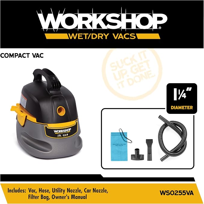 WORKSHOP Wet/Dry Vacs WS0255VA 2.5-Gallon 1.75 Peak HP Shop Vacuum Cleaner