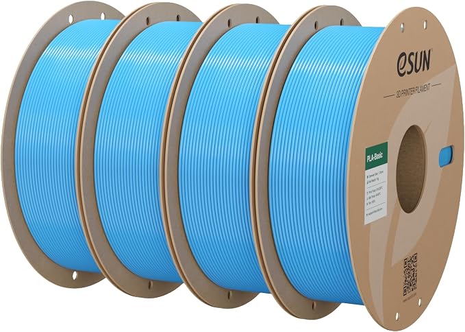 eSUN PLA Basic Filament 1.75mm, 3D Printer Filament High Speed PLA for Fast Printing, 1KG Spool, 4 Spools 3D Printer Filament, Light Blue