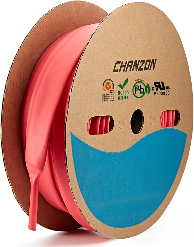Chanzon 3:1 Ratio - 80ft Roll - Heat Shrink Tubing 5/8" (15mm) - Marine Grade Waterproof Adhesive Lined - (25M Total Length) Red Polyolefin Sleeving Wrap Shrinking 3 to 1 Ratio 1pcs