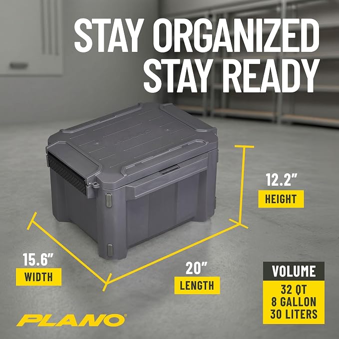 Plano GoNow Box, Waterproof Gear Storage, Heavy-Duty Outdoor Utility Container with Tray and Dividers for Tools and Accessories, Small, Charcoal