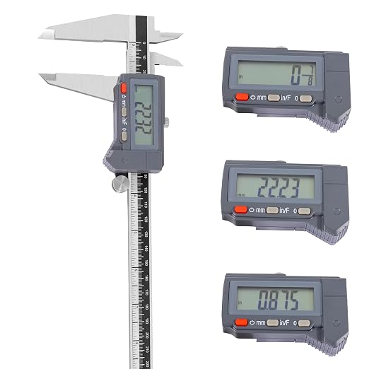 PEC Tools 12" / 300mm Digital Caliper, IP54 Electronic Caliper, ±0.03mm/0.00015" Accuracy, Carbide-Tipped Faces, DIN 862 Certified Tool for OD/ID/Step/Depth Measuring