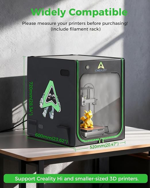Creality 3D Printer Enclosure with LED Lighting, with Ventilation Constant Temperature Fireproof Dustproof Protective Cover, 520*600*720mm 3D Printer Cover for Creality Hi/Ender 3 V3 SE/KE/Ender 3