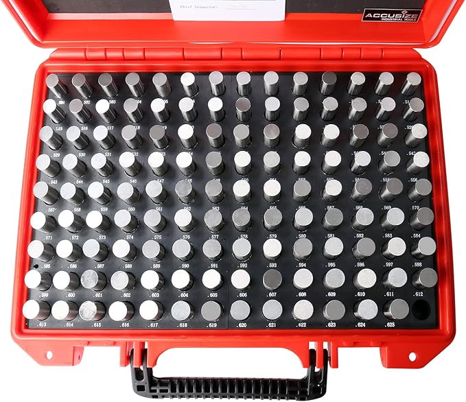Accusize Industrial Tools Steel Pin Gauge Set, 0.501"-0.625", P3(+) | 125 Pc, Class ZZ, Plus Tolerance, 2" OAL, Steel, Electro-Etched Sizes