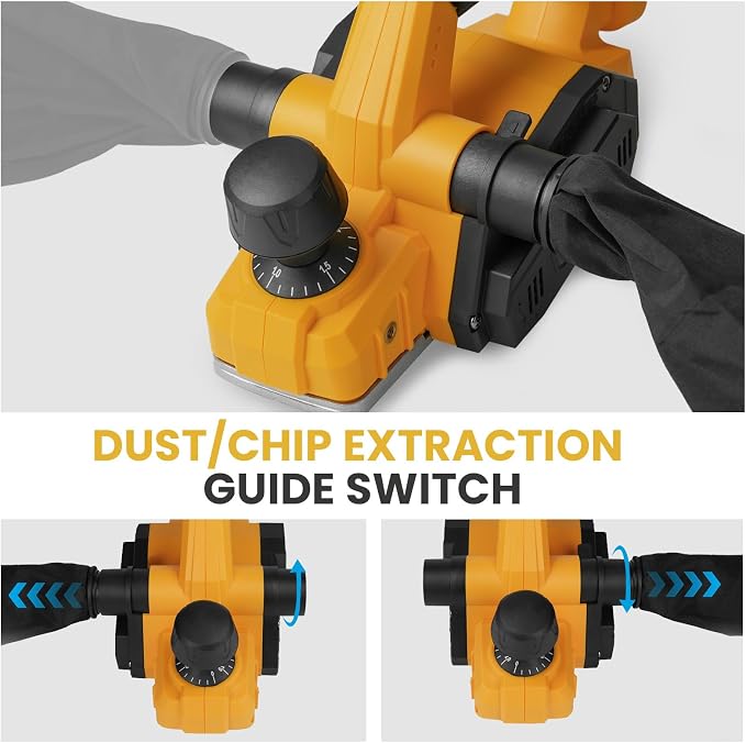 Brushless Cordless Hand Planer Compatible with Dewalt 20V MAX Battery (Tool Only), 16000 RPM 3-1/4 Inch, w/Dual Dust Ports, Portable Handheld Power Planer for Woodworking,DIY, Chamfer
