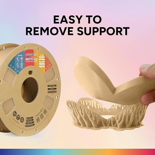 OVERTURE 4KG Bundle Matte PLA, Low Warp & Matte Surface 3D Printer Filament | Frosted Matt Finish Hides Layer Lines, 4 Pack 1kg Spool (2.2lbs) Cardboard Spool, Fit Most FDM Printer (Matte Light Brown*4)