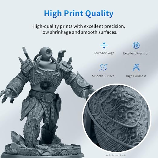 ANYCUBIC Upgraded 8K 3D Printer Resin, 3D Printing Resin with High Precision and Quick Curing & Excellent Fluidity for LCD 4K/6K/8K/12K 3D Printing (HD Grey, 1kg)