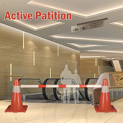 6 Pack Retractable Traffic Cone Bar from 4ft to 7.2ft, Expandable Safety Cone Bars for Parking Lots，Barricade for Road Construction