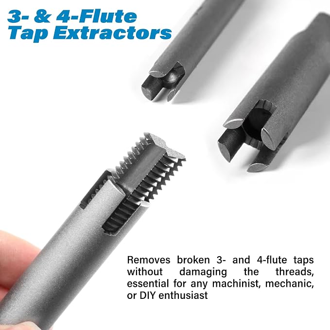 20 Pcs Tap Extractor Set, 3 & 4 Flute M4-M24 Stripped Screw Extractor Set, HSS Broken Bolt Extractor Kit for Easy Out Stripped Screws Broken Bolts Remover (2 Boxes)