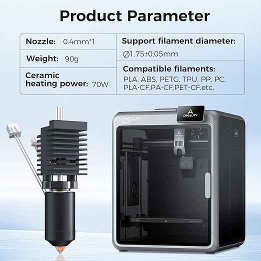 Creality K2 Pro Ceramic Heating Block Kit, Upgrade 3D Printer Hotend Quick-swap Nozzle Kit, All-Metal Integrated Extruder Hot end with Heat Sink, 300°C Temperature Resistance for Creality K2 Pro Combo