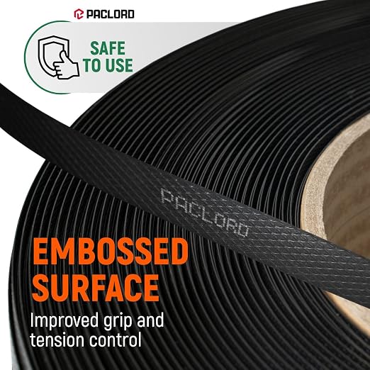 1/2" x 7200' Heavy-Duty Polypropylene (PP) Strapping Coil 0.031" Thick | Banding Strap, 16" x 6" Core, 600 lbs Break Strength, Black - For Bundling and Packaging - Flexible, Weather Resistant