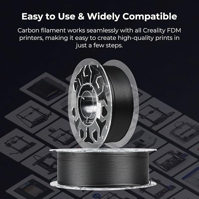 Creality PLA Filament 1.75mm Carbon-Black, 3D Printer Filament 1kg (2.2lbs) Spool, High Toughness & Warp-Free, Dimensional Precision ±0.03mm, Printing Filament for All FDM 3D Printers